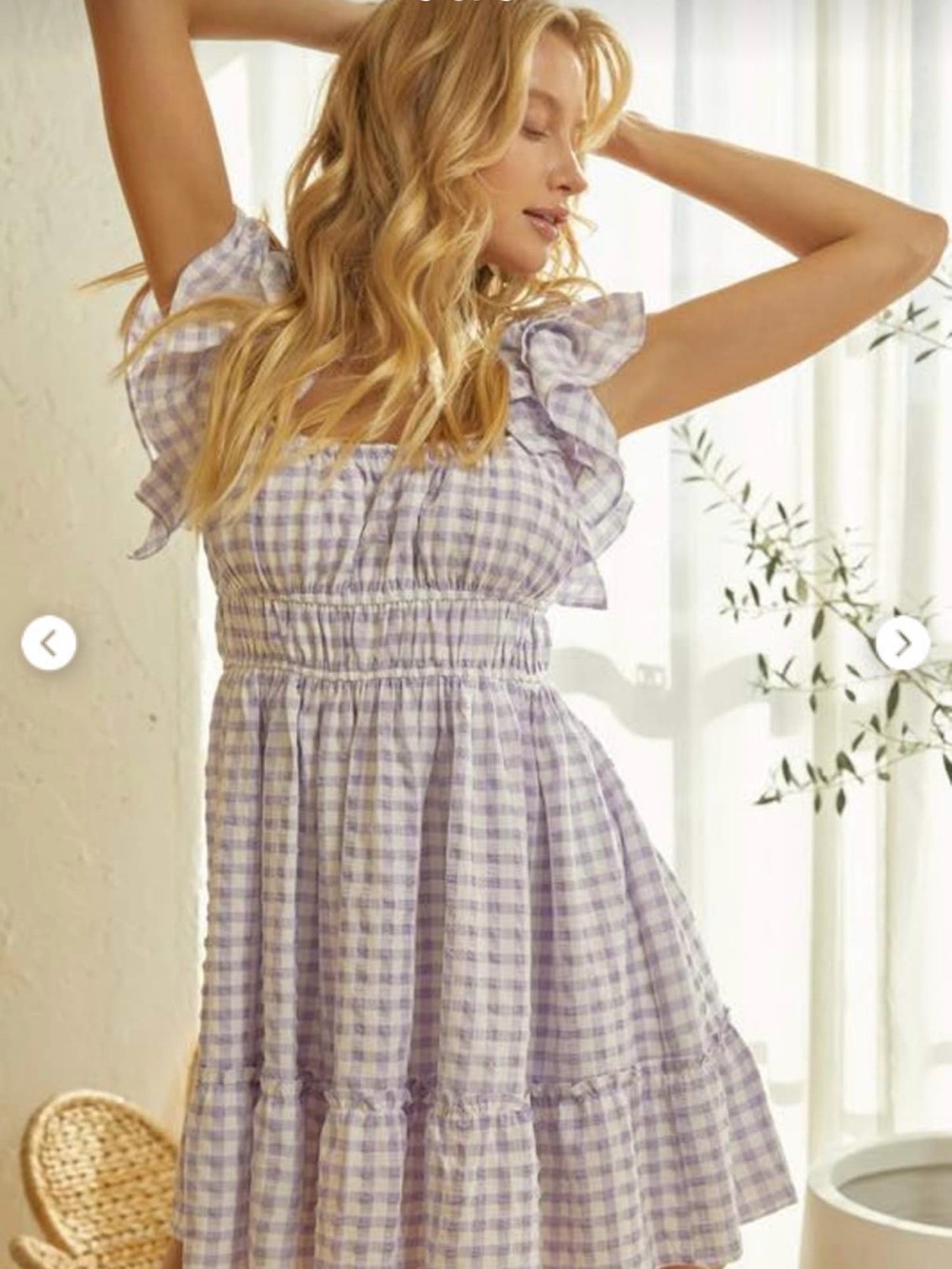 Mustard Seed Lavender Gingham Mini Dress